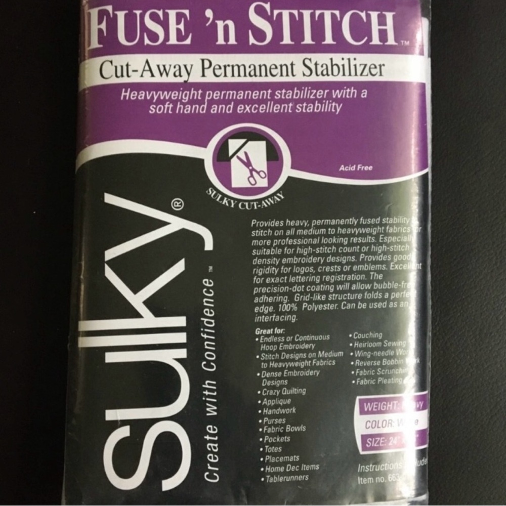 Sulky Fuse 'n Stitch cut-away permanent
